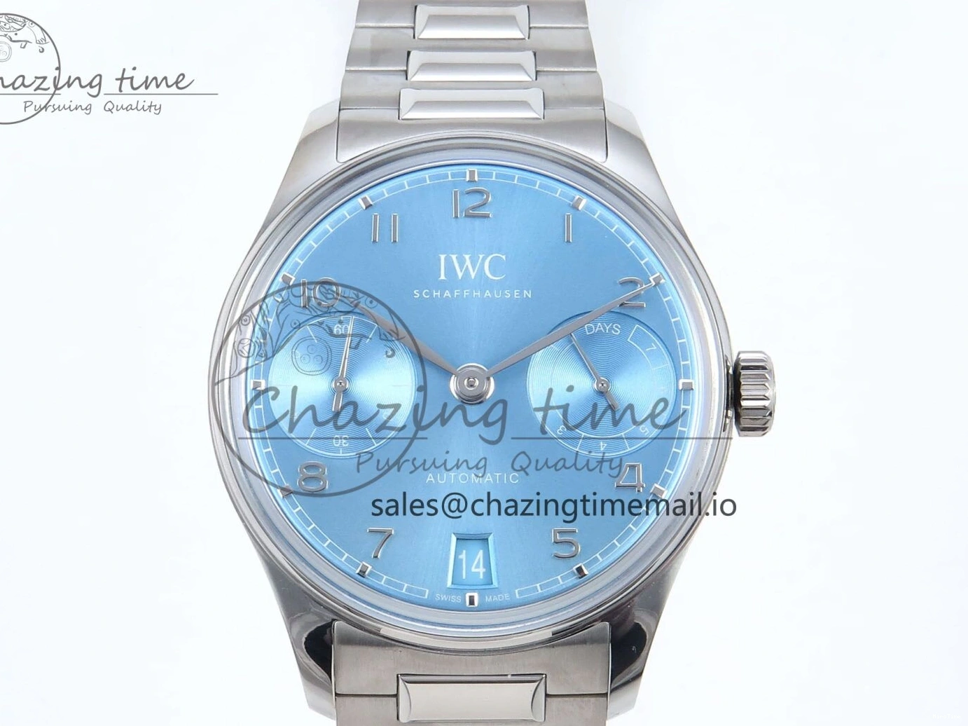 MIROTIME 0506 FashionForward Portugieser Auto IWC0562D APSF 1:1 Best Edition Light Blue Dial on SS Bracelet A 6994
